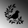 Wallity Branch And Bird - 441 Escultura de pared de metal negra